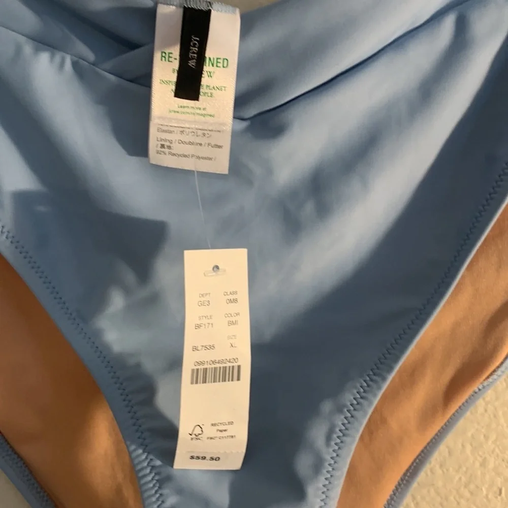 J Crew NEW blue XL bikini Swim Bottom summer vacation Spring high waist RESORT